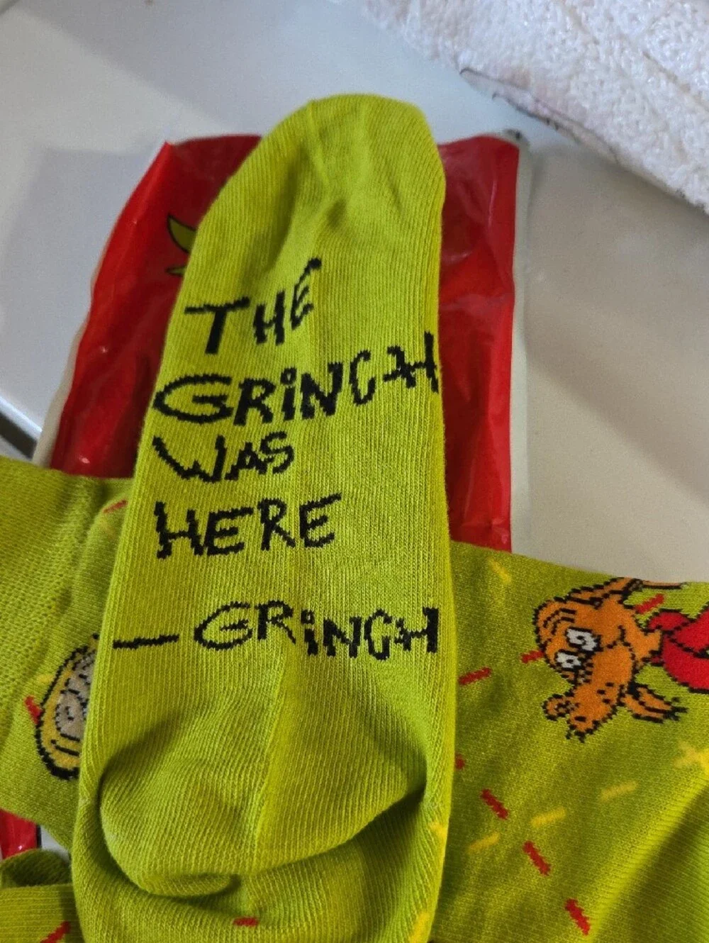 McDonald's Lime Green Cartoon Dog & Girl Novelty Crew Socks